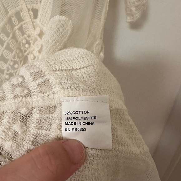 Rebellion Cotton Blend Ivory Lace Long Open Cardigan | Size Small - Picture 4 of 6